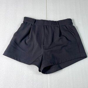 Free People Black Gray Relaxed Fit Shorts Pleated Front High Waist Small